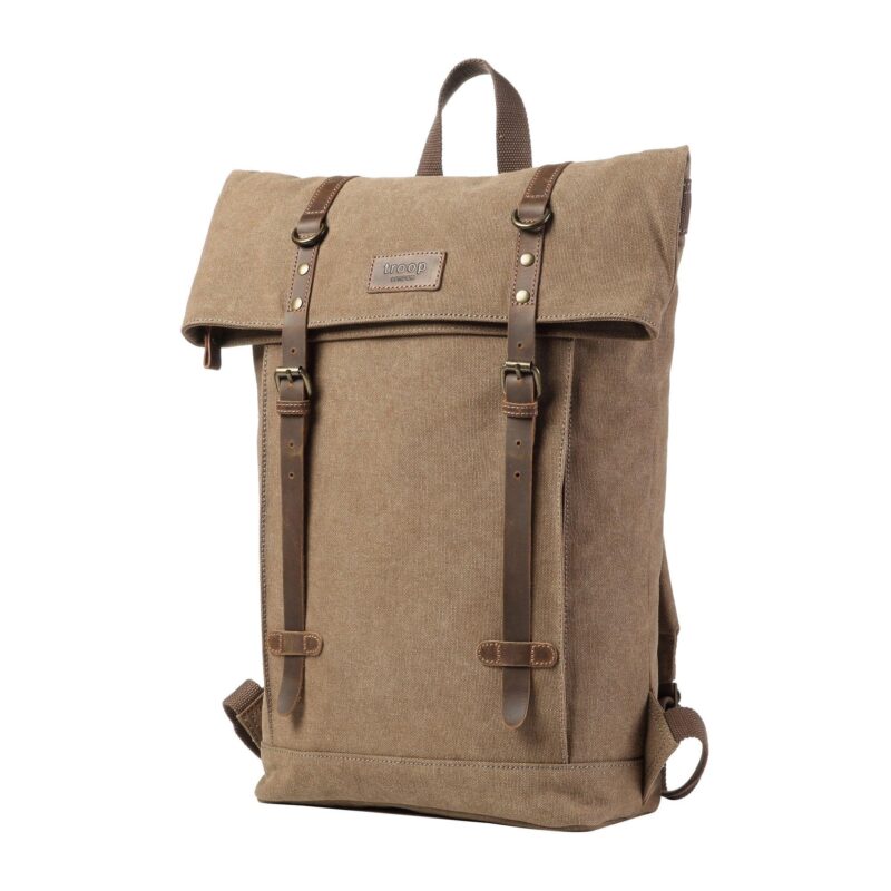 TRP0425 Troop London Heritage Canvas 15" Laptop Backpack, Smart Casual Daypack with Foldable Top - Image 66