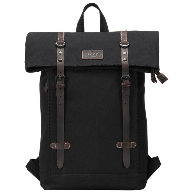 TRP0425 Troop London Heritage Canvas 15" Laptop Backpack, Smart Casual Daypack with Foldable Top
