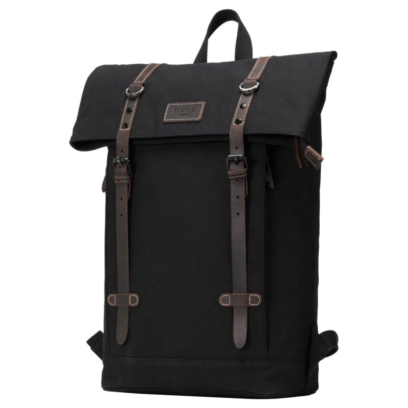 TRP0425 Troop London Heritage Canvas 15" Laptop Backpack, Smart Casual Daypack with Foldable Top - Image 67