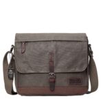 TRP0443 Troop London Heritage Canvas Leather Messenger Bag, Travel Bag, Tablet Friendly