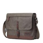 TRP0443 Troop London Heritage Canvas Leather Messenger Bag, Travel Bag, Tablet Friendly