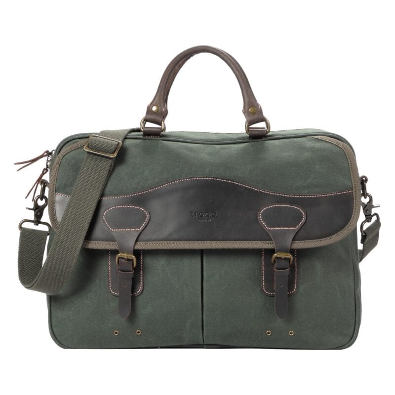 TRP0545 Troop London Heritage Canvas Messenger Bag, Shoulder Bag, 15” Laptop Bag, Laptop Briefcase, Messenger Bag with T - Image 12